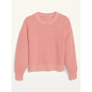 OLD NAVY Womens' Sugar Coral Pink Acid-Wash Shaker-Stitch Sweater Sz L